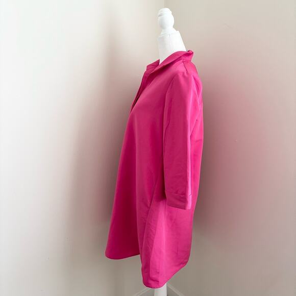 Tuckernuck Fuchsia Stretch Crepe Avery Mini Dress 3/4 Sleeves Neon Pink Vibrant - Picture 4 of 8